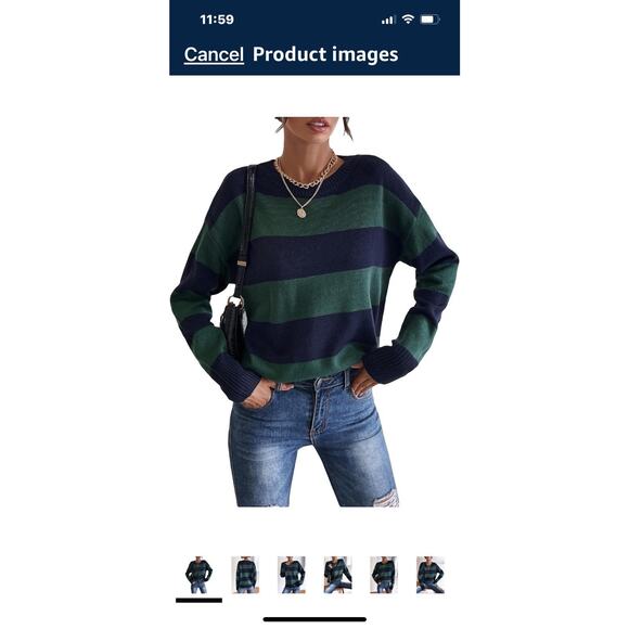 Fantaslook Striped Sweater Women Crewneck Oversized Pullover Sweater XL / New - Picture 3 of 9